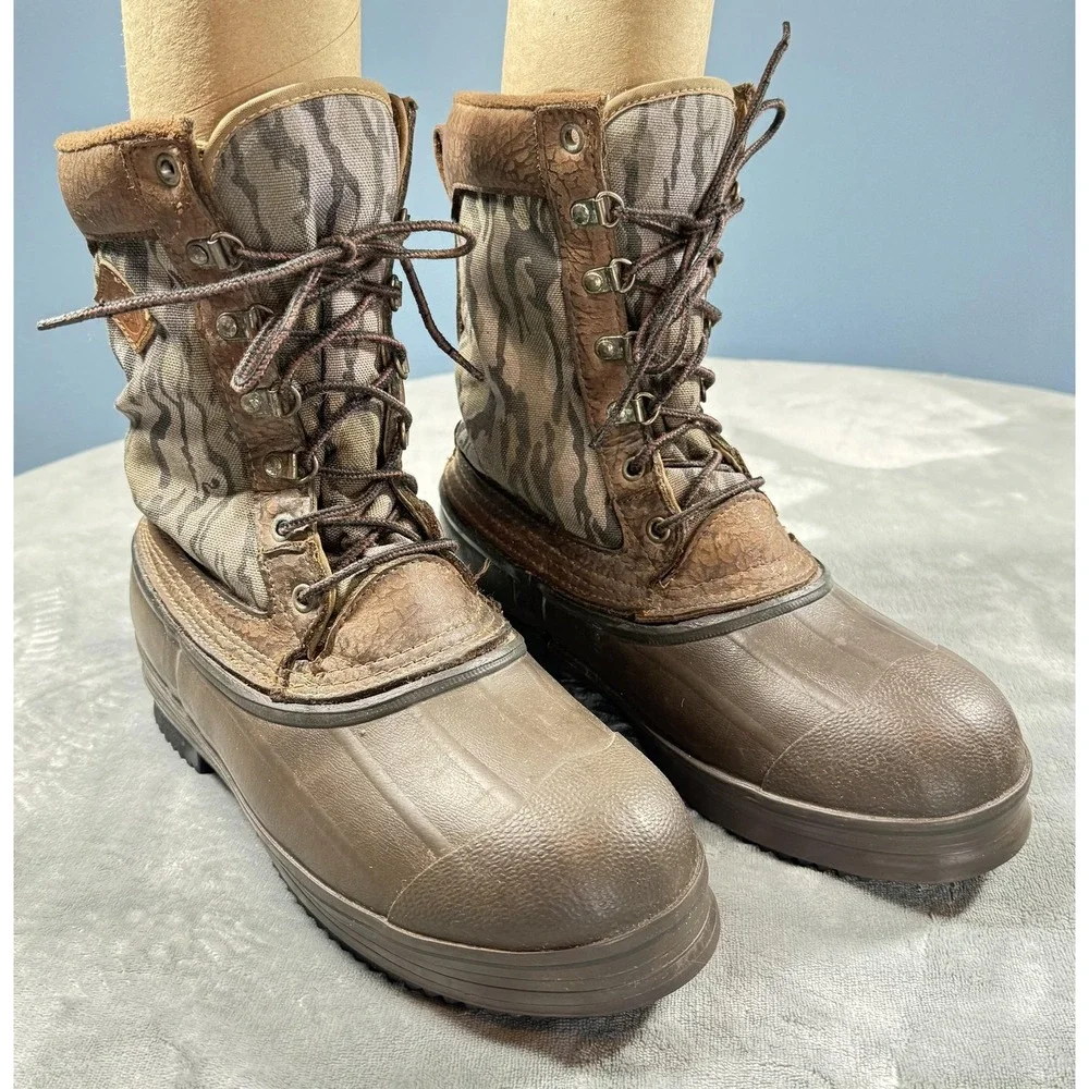 Vintage Red Ball Boundary Boots Mens Size 9 Brown Camo Waterproof Snow Insulated
